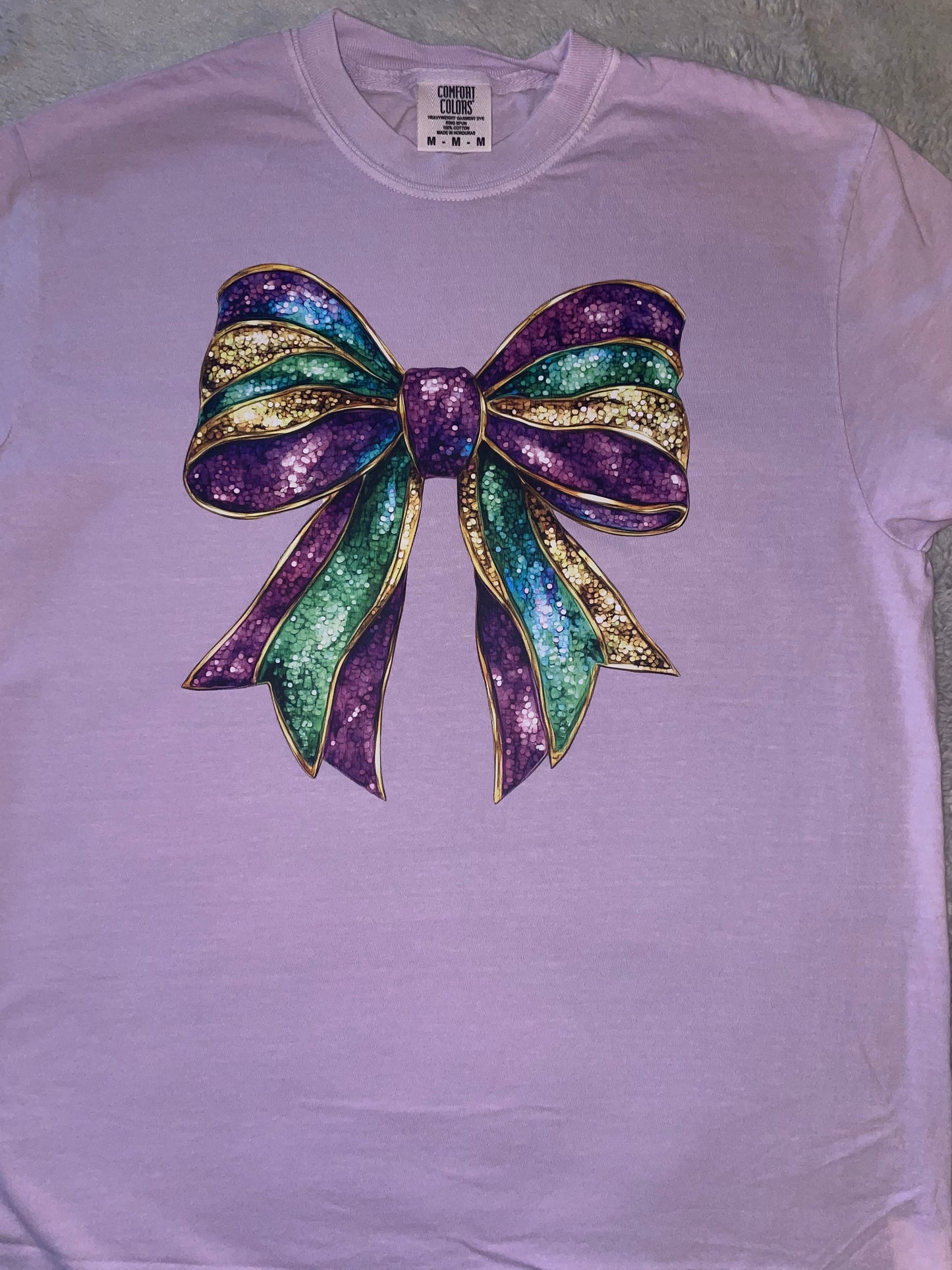 Mardi Gras Bow Comfort Colors Lavender