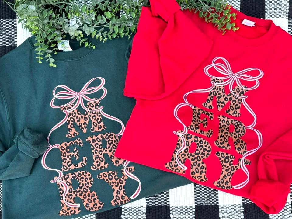 Merry Leopard Red Sweatshirt