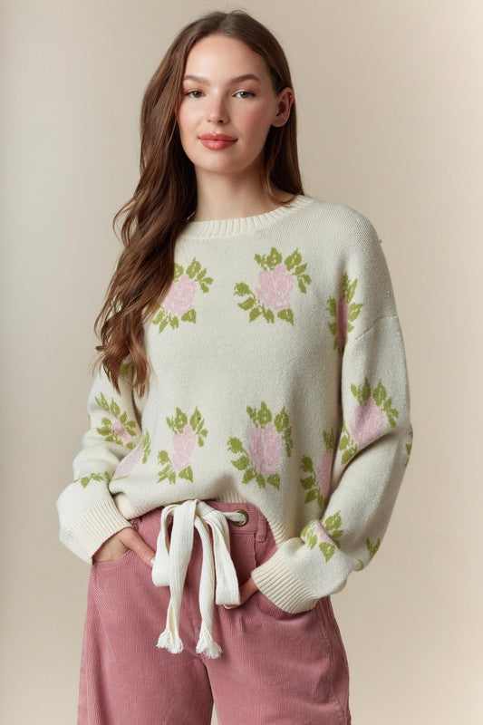 Peach Love Floral Sweater
