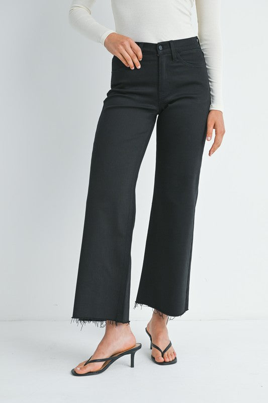 Slim Wide Leg Black Jeans