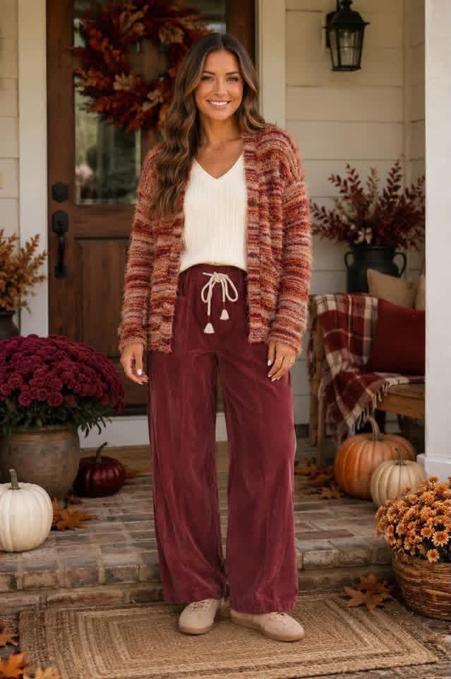 Fuzzy Striped Cardigan Large