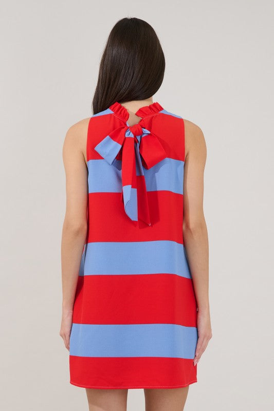 Sugarlips Red & Blue Striped Dress