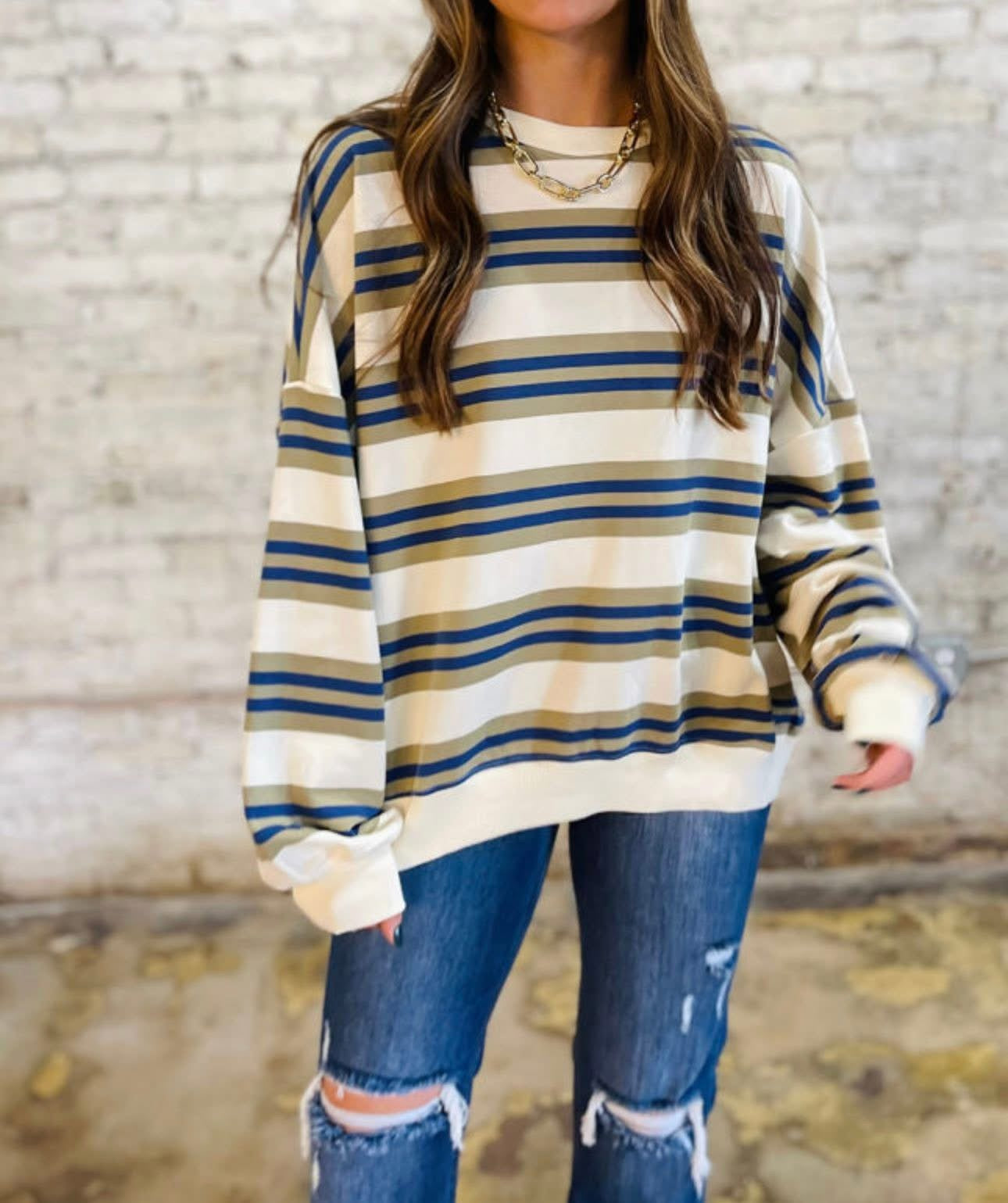 Navy Neutral Striped Top