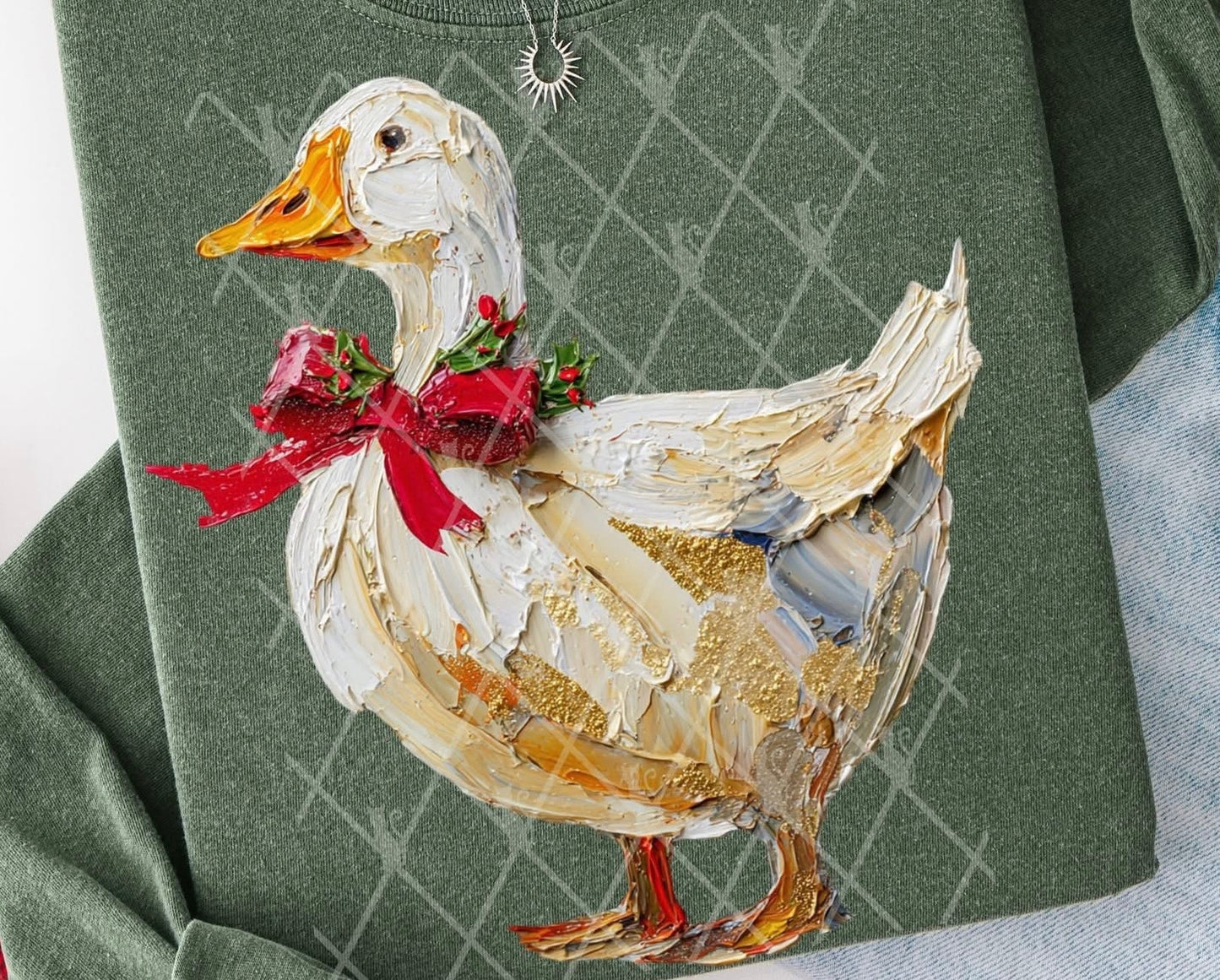 Christmas Duck on Green Sweatshirt