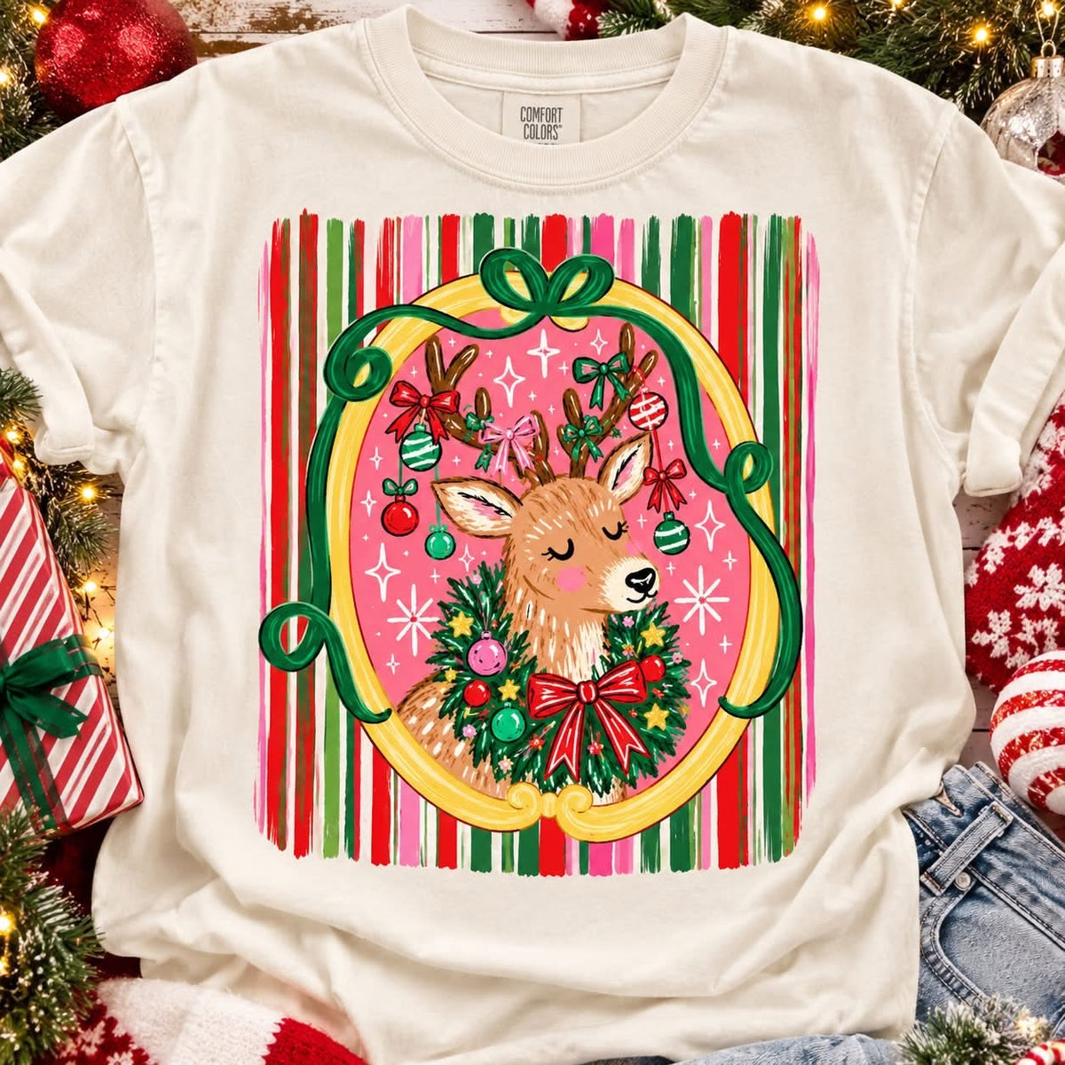Christmas Deer Comfort Colors Tee