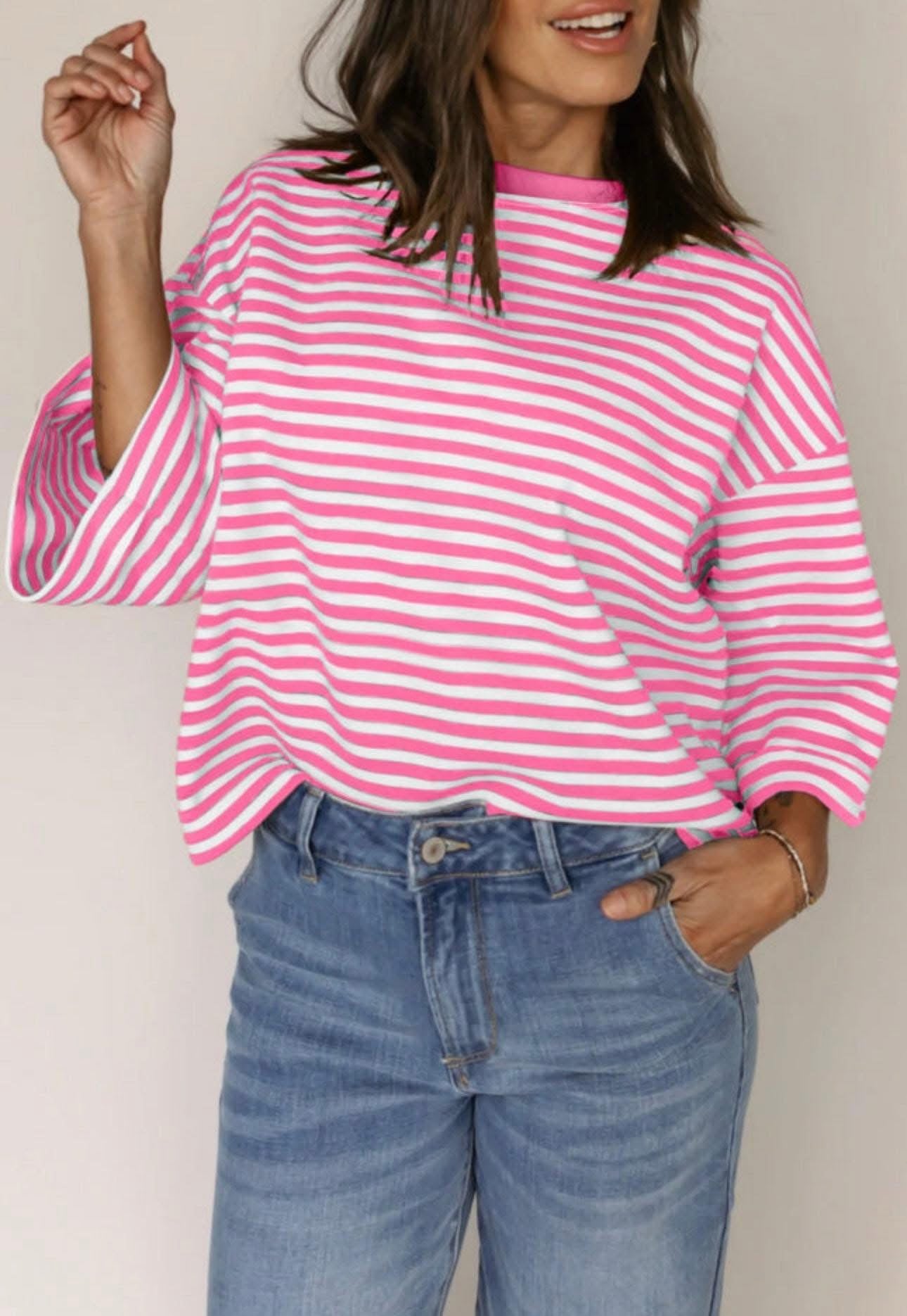 Pink Striped Top with Bow