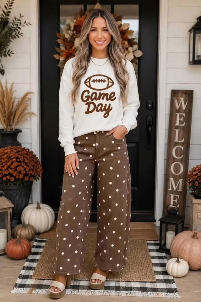 Brown Polka Dot Barrel Jeans