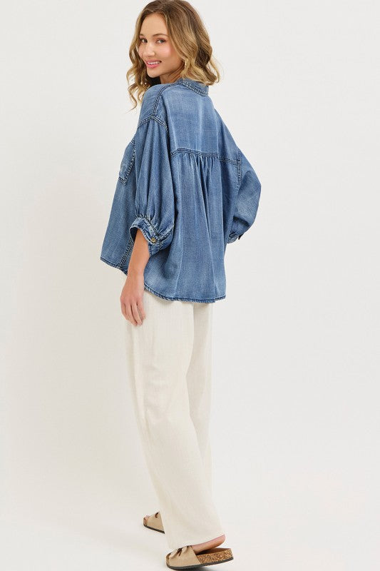 Denim Top Dolman Sleeves