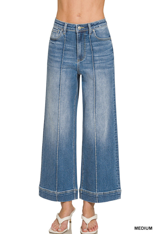 Zenana High Rise Wide Leg Pintuck Jeans