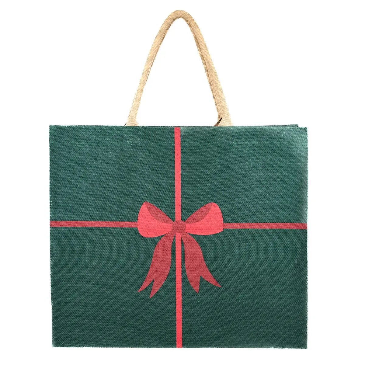 Christmas Bow Carryall Tote Dark Green/Red 22x19x8