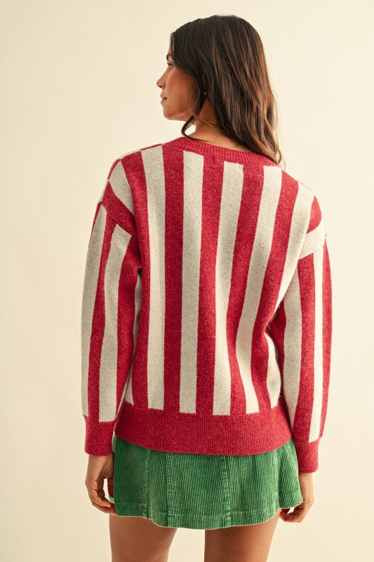 Christmas Tree Jacquard Striped Sweater