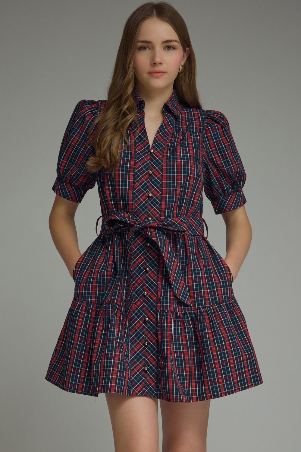Entro Blue Plaid Dress