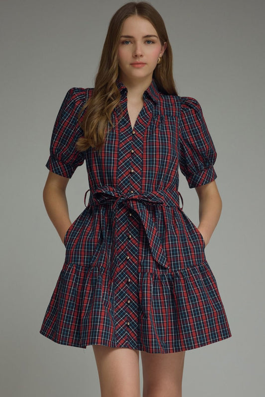 Entro Blue Plaid Dress