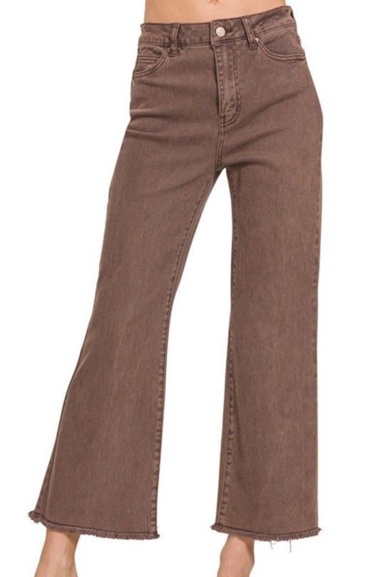 Slim Wide Leg Brown Jeans
