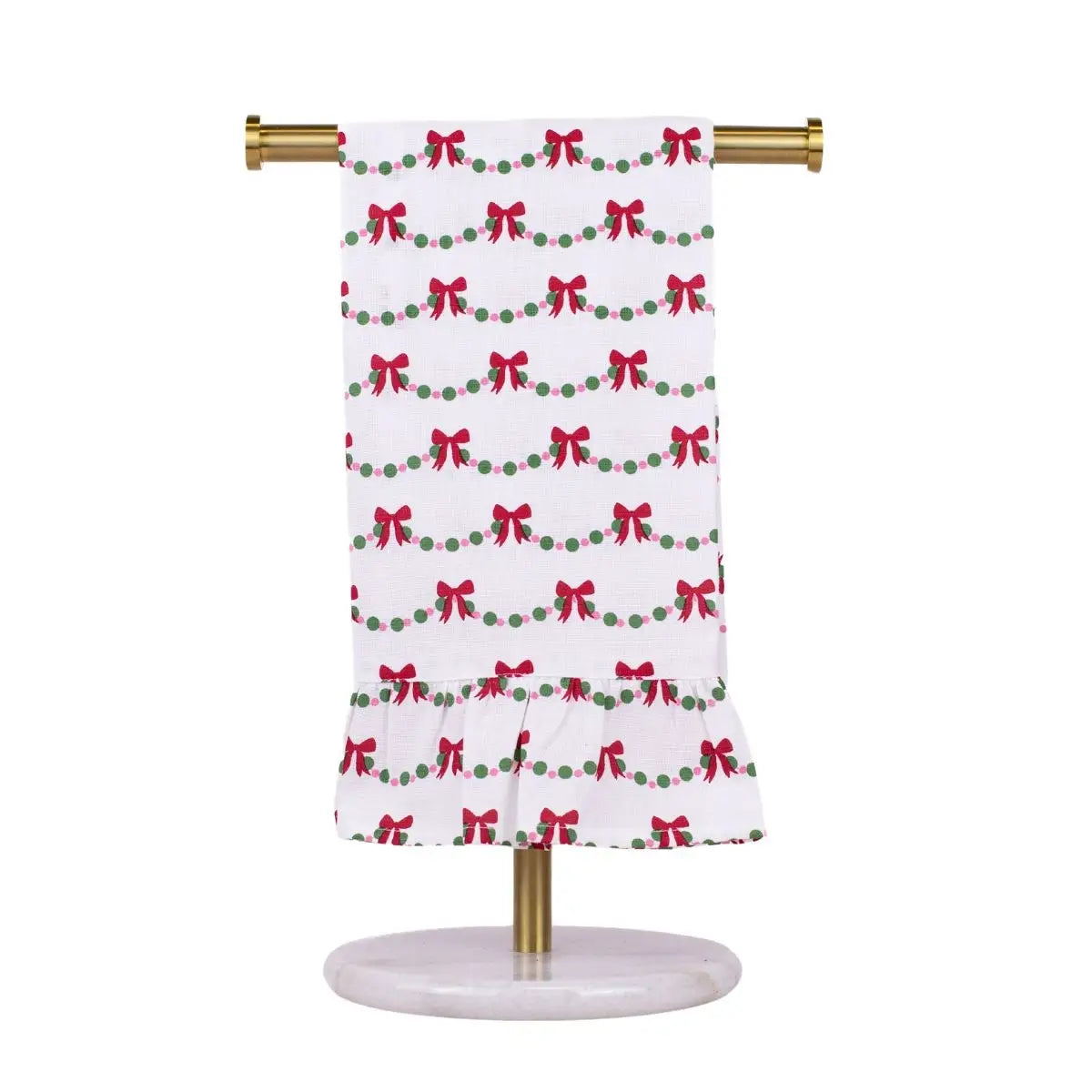 Bow Garland Ruffle Hand Towel White/Multi 20x28