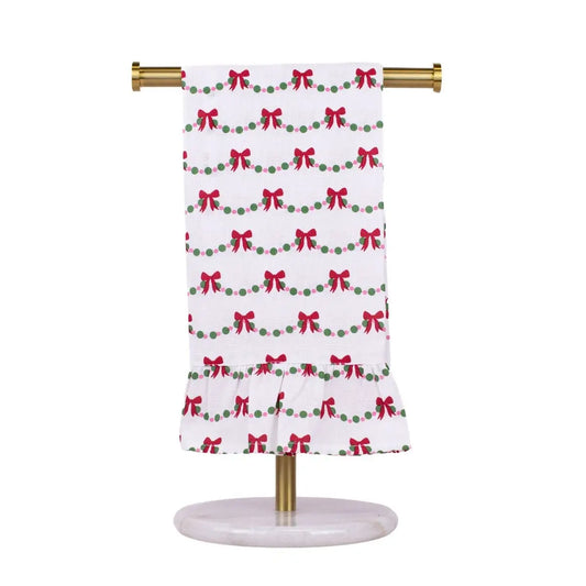 Bow Garland Ruffle Hand Towel White/Multi 20x28