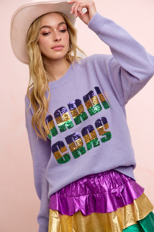 Mardi Gras Sequin Top Lavender