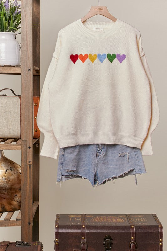 Cream Heart Sweater
