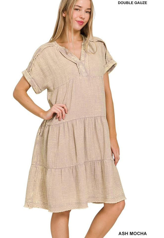 Ash Mocha Gauze Dress