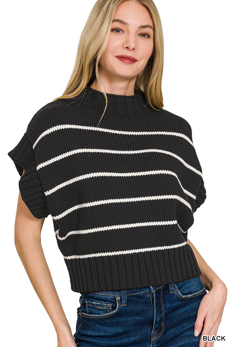 Black Striped Sweater Top