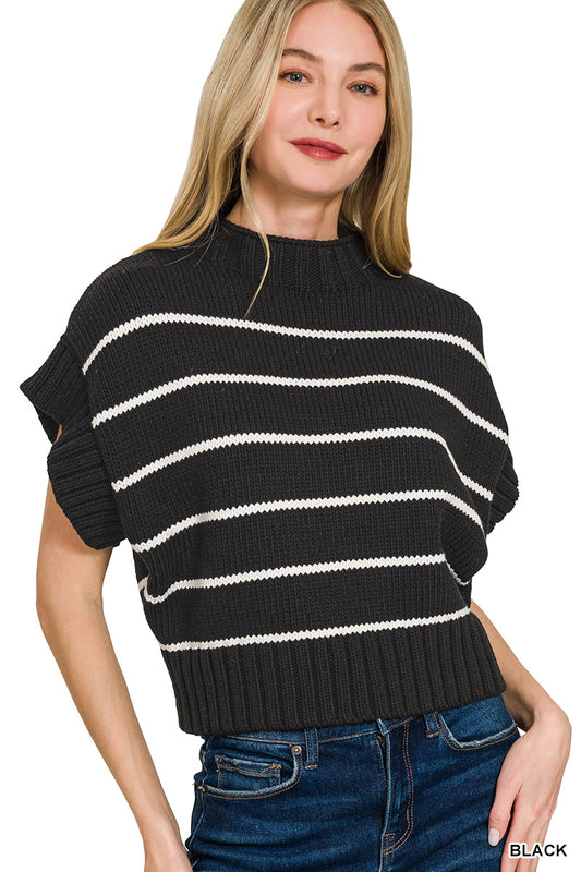 Black Striped Sweater Top