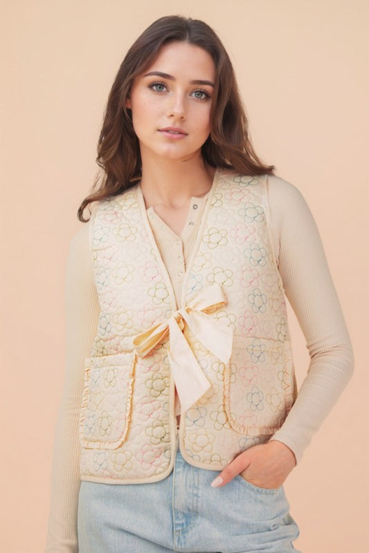 Cream Daisy Quilted Vest