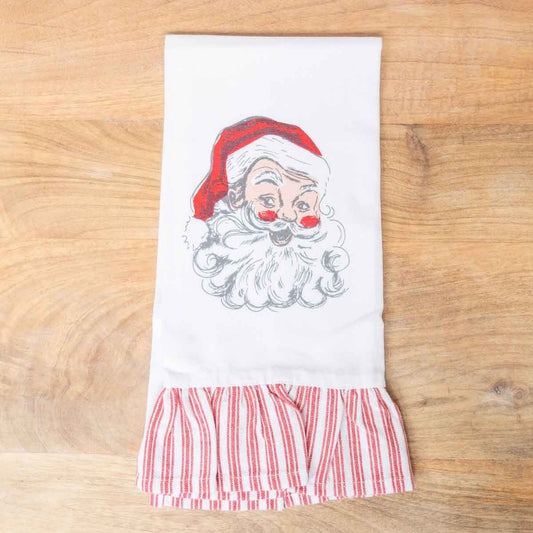 Santa Ruffle Hand Towel White/Red 20x28