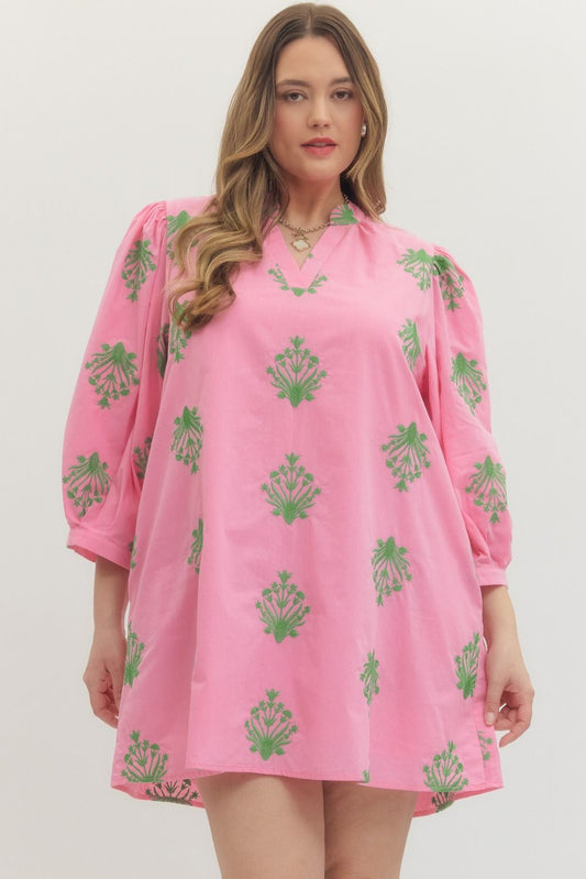 Entro Pink and Green Dress