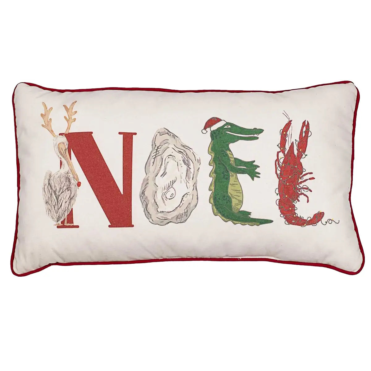 Cajun Noel Lumbar Pillow Soft White/Multi 13x24