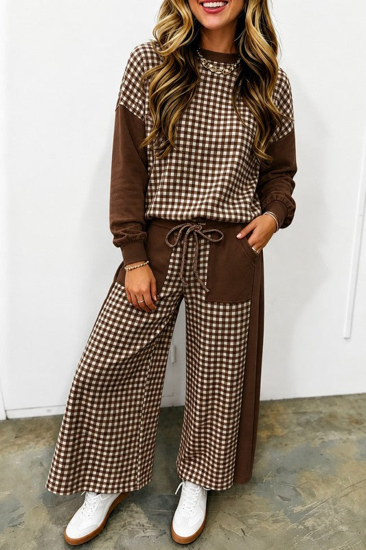 Brown Gingham Set