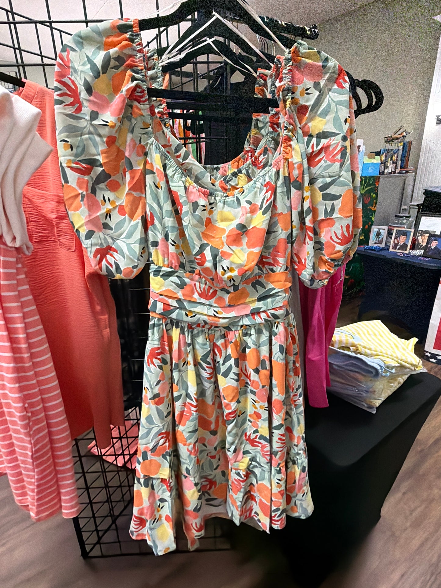 Umgee Floral Dress w/Tie in Back