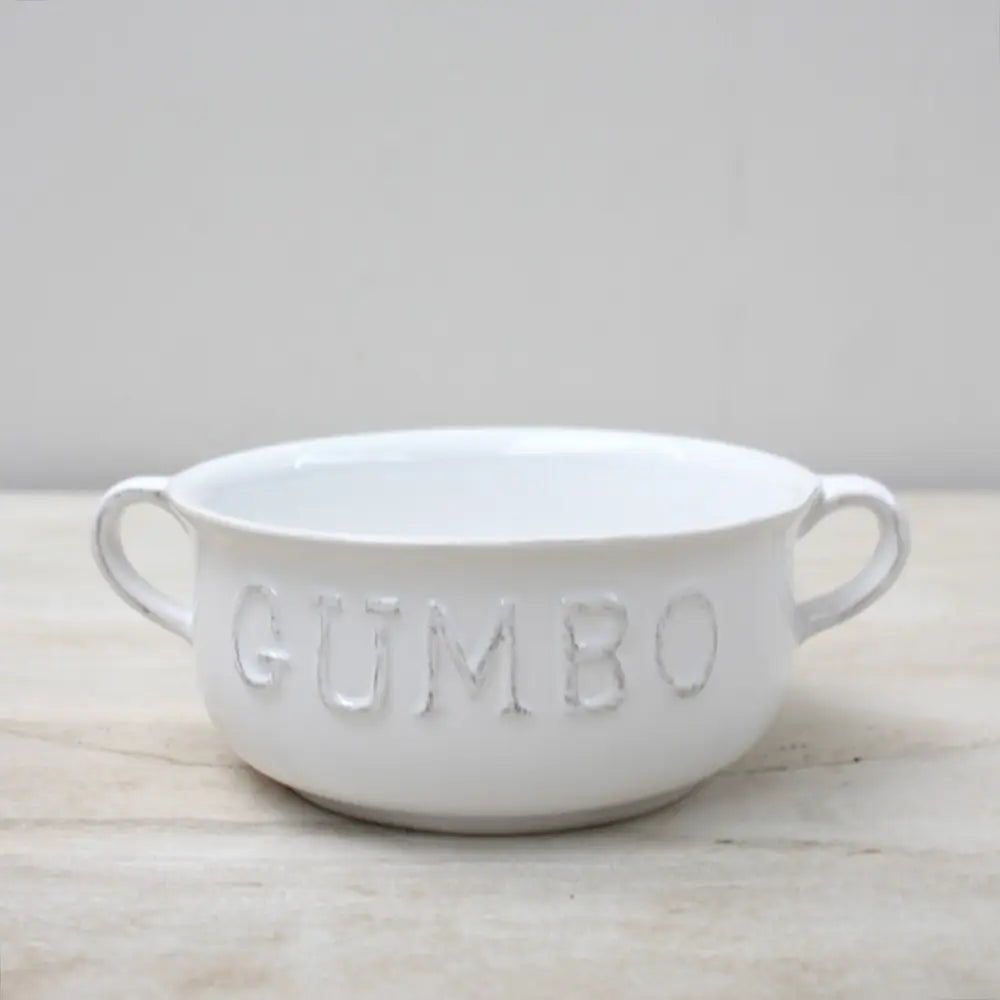 Gumbo Double Handle Bowl Antique White 7x2.75x5.5
