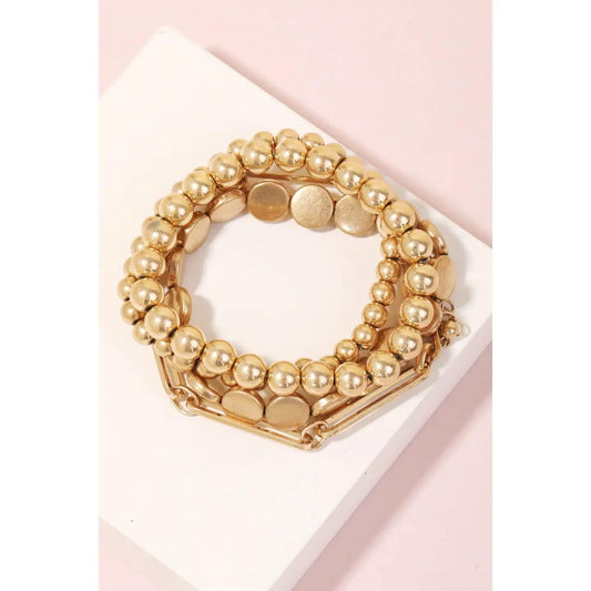 Mixed Beaded and Chain Bracelet Set