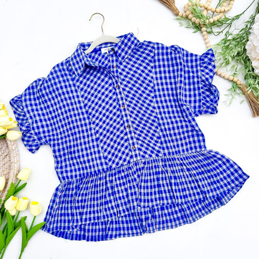 Umgee Blue Gingham Top