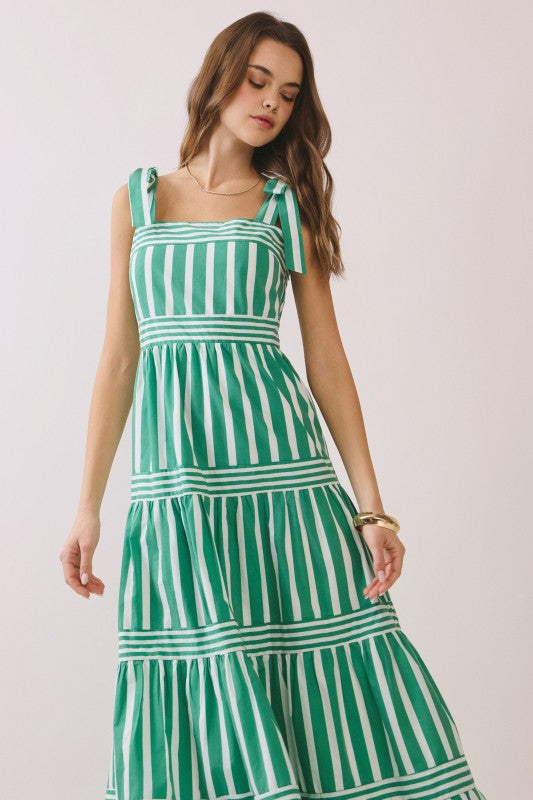Green Striped Maxi-Adjustable Straps