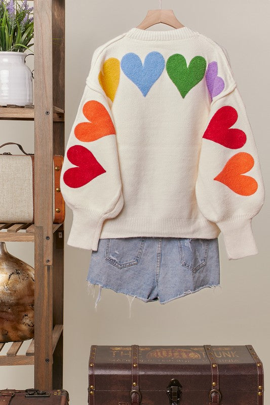 Cream Heart Sweater