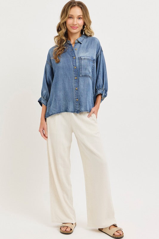Denim Top Dolman Sleeves