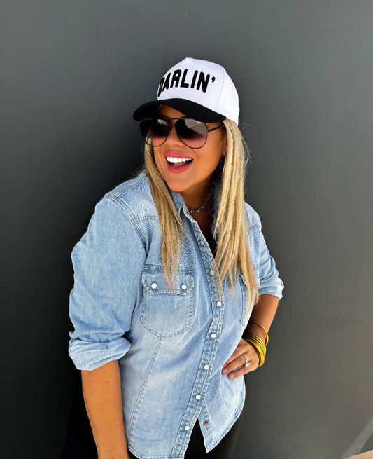 Dolly Denim Pearl Snap Top 1XL