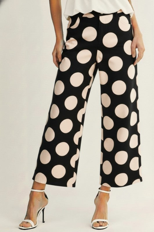 Black Pants Large White Polka Dots