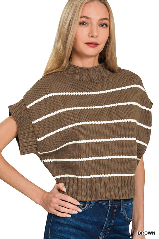 Brown Striped Sweater Top