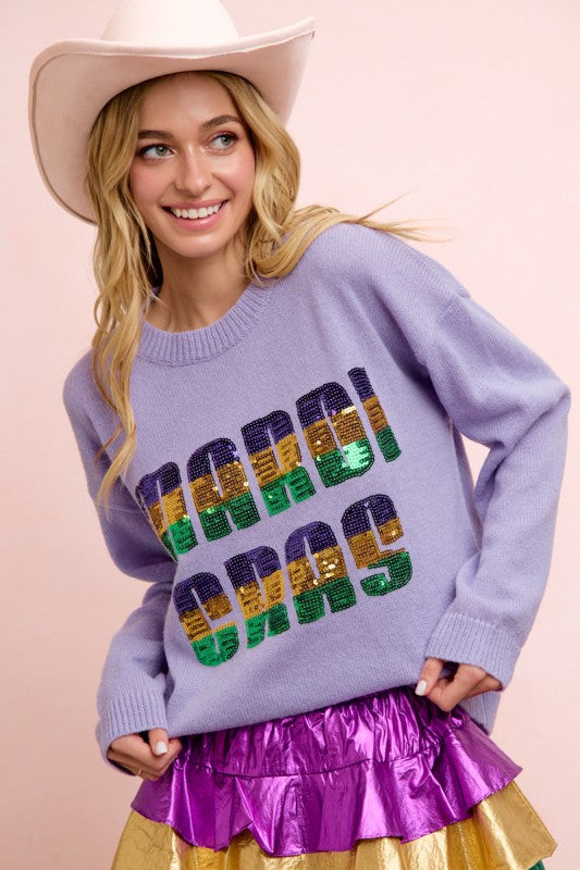 Mardi Gras Sequin Top Lavender