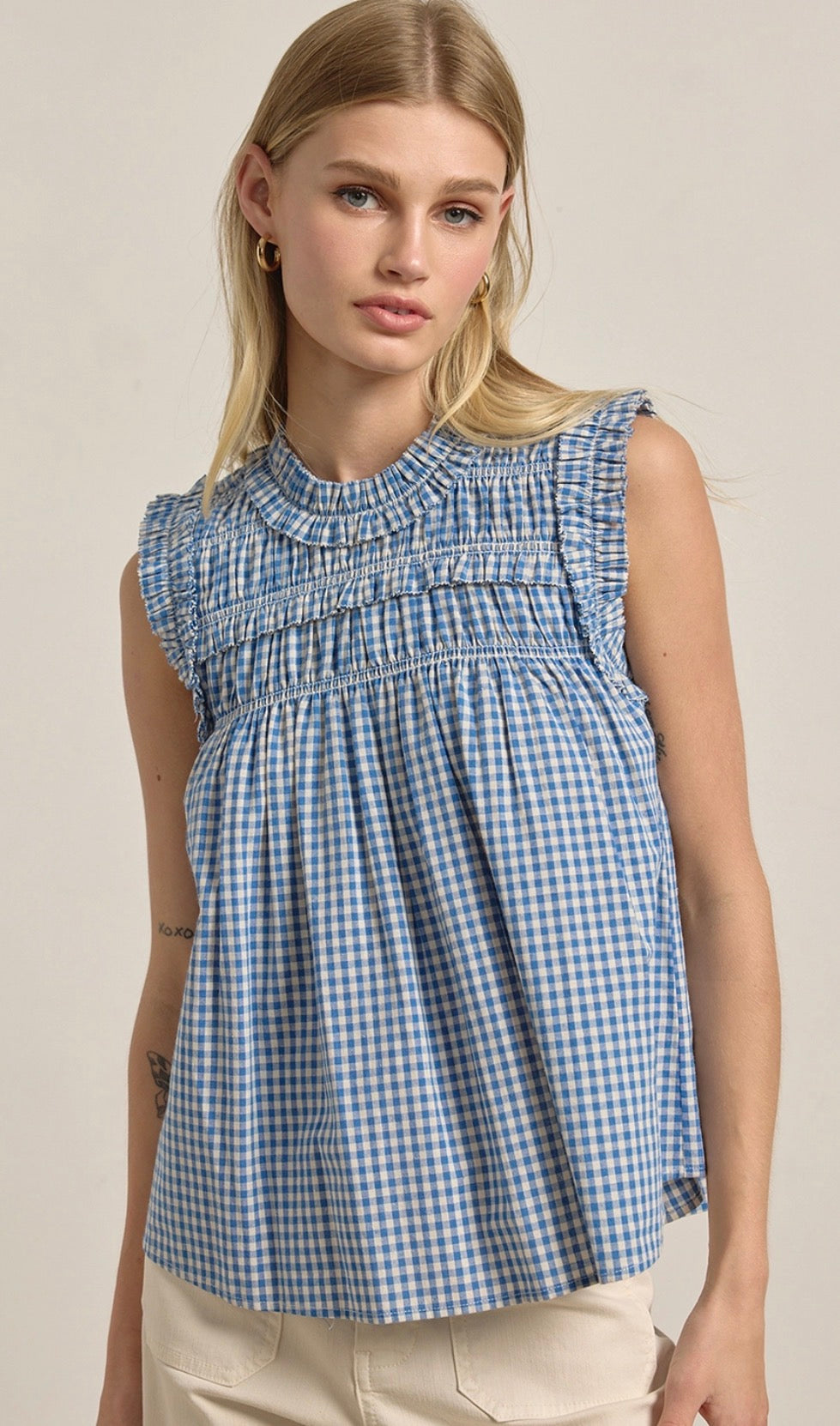 Blue Gingham Top