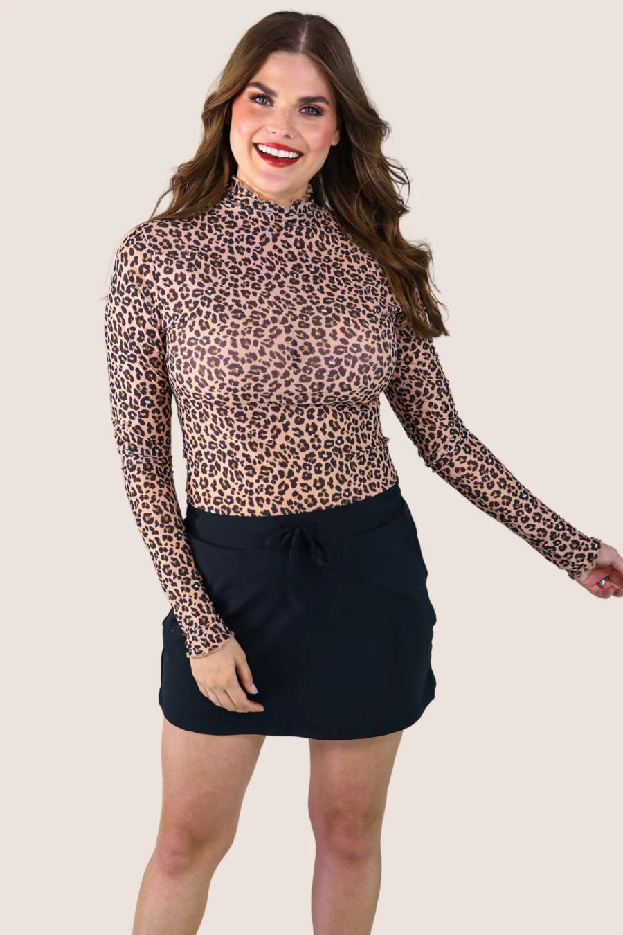 Leopard Mesh Top