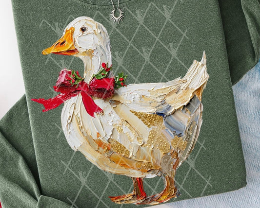 Christmas Duck on Green Sweatshirt