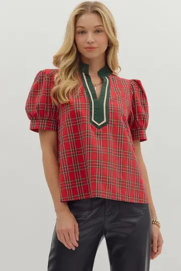 Red Plaid Blouse