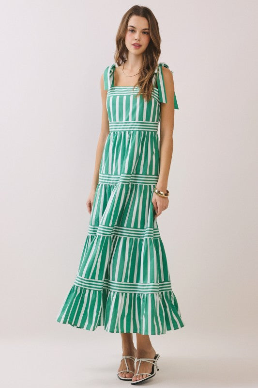 Green Striped Maxi-Adjustable Straps