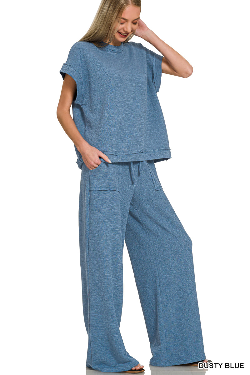 Zenana Dusty Blue Pant Set