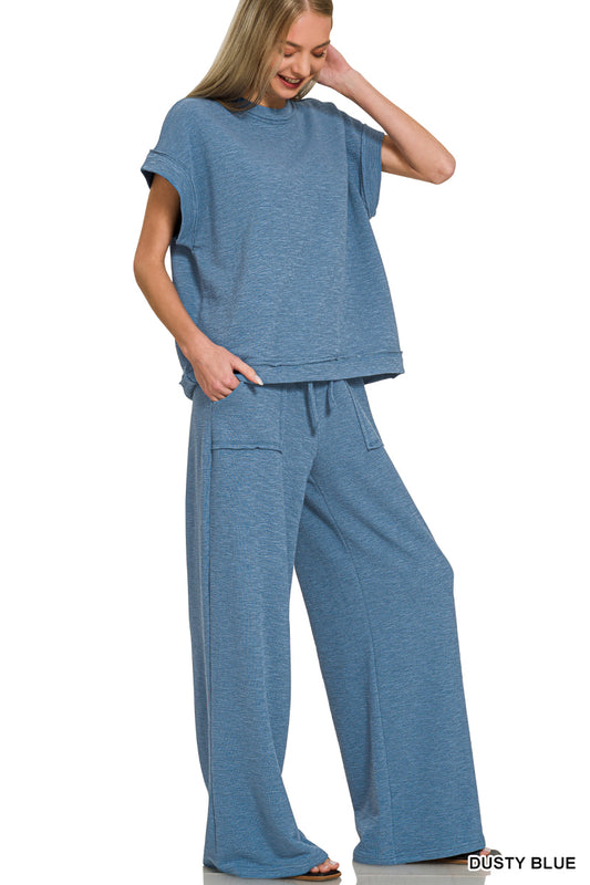 Zenana Dusty Blue Pant Set