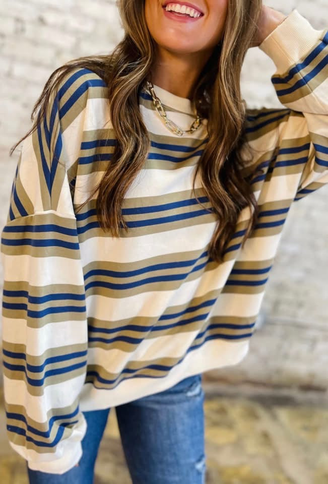 Navy Neutral Striped Top