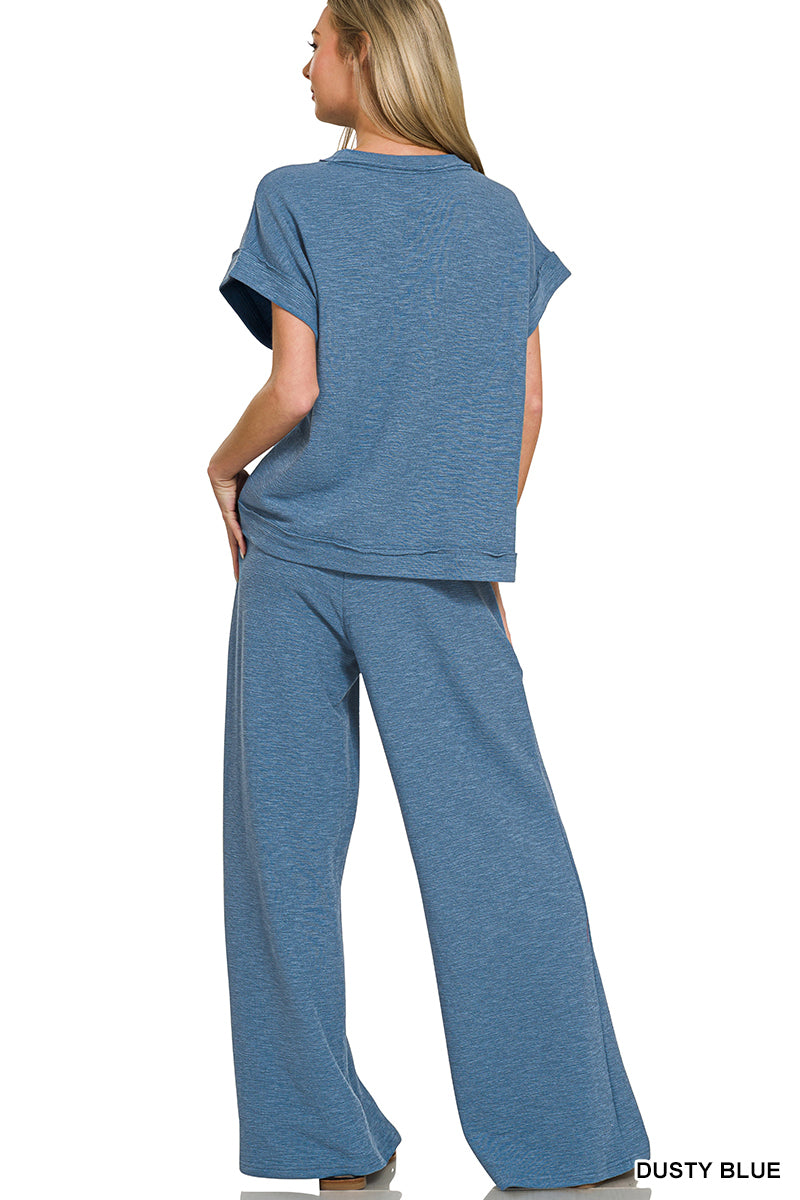 Zenana Dusty Blue Pant Set